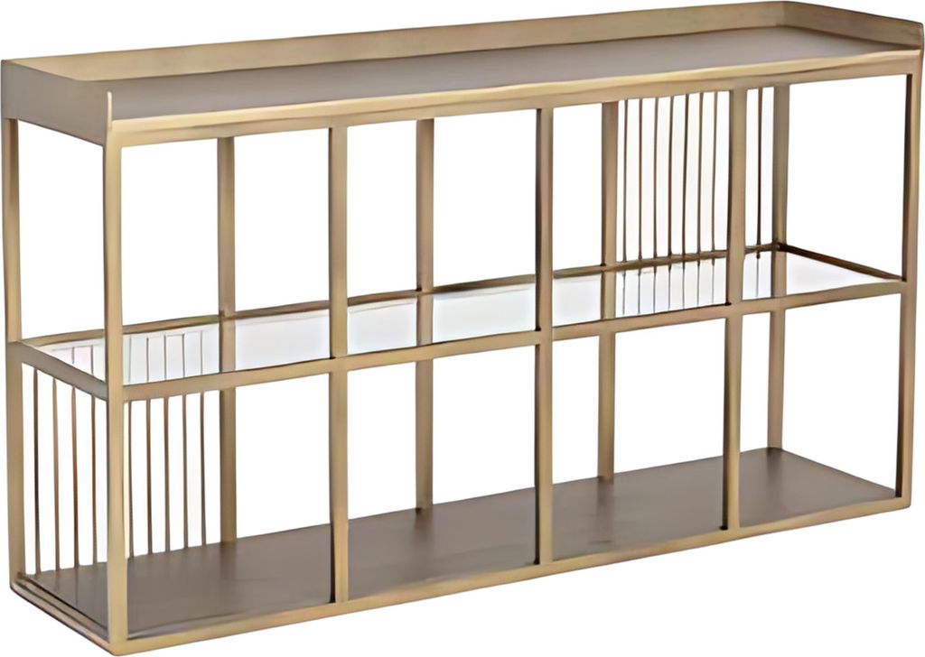 Konsolentisch Regal Offene Kommode 140x80cm Schrank Metall Glas