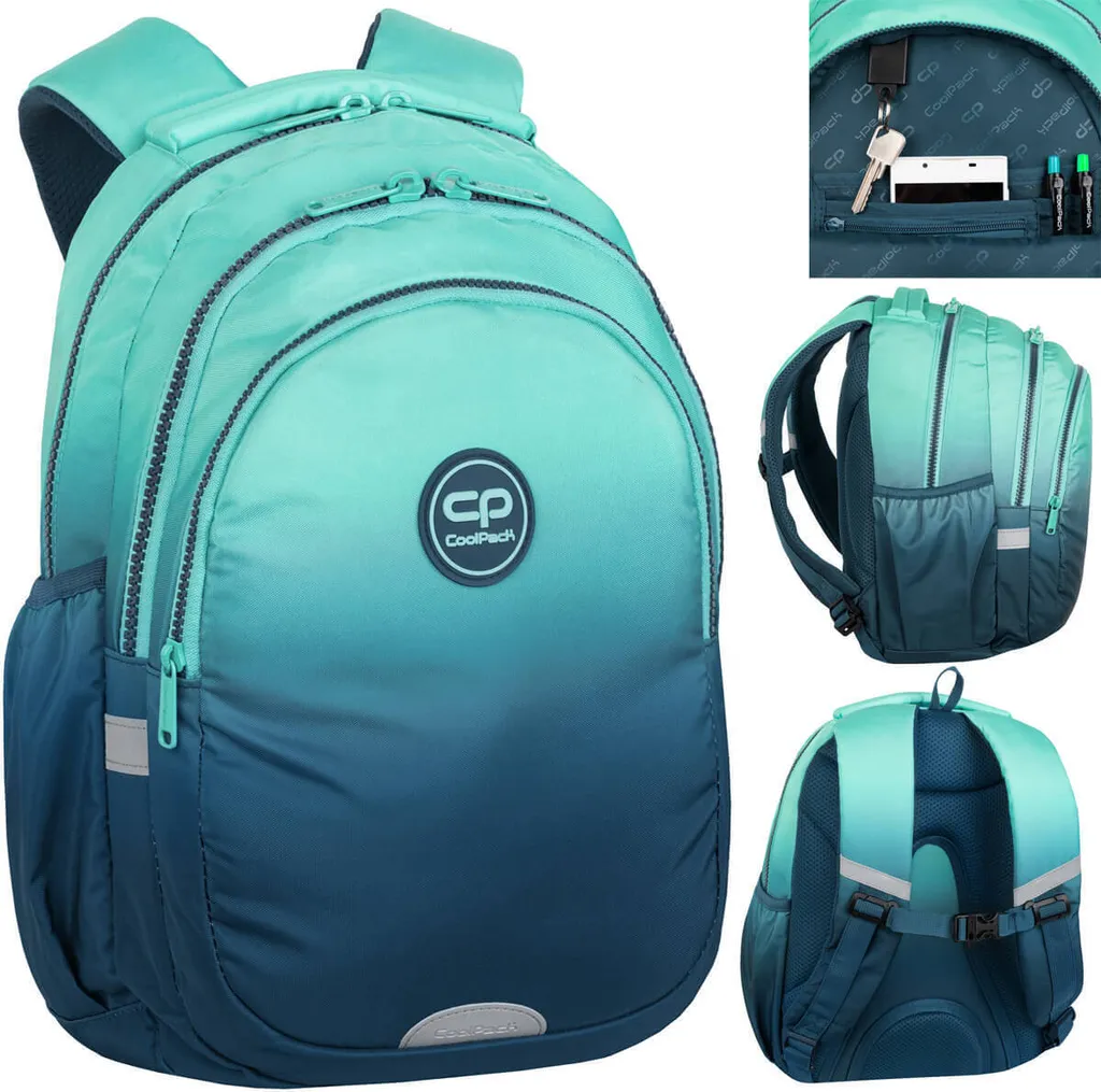 Sac à dos dégradé Coolpack Jerry Lagoon bleu résistant et imperméable