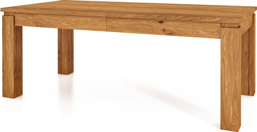 Esstisch VINCI 200 x 100 mit Klappfunktion aus Massivholz, Wildeiche Naturgeölt