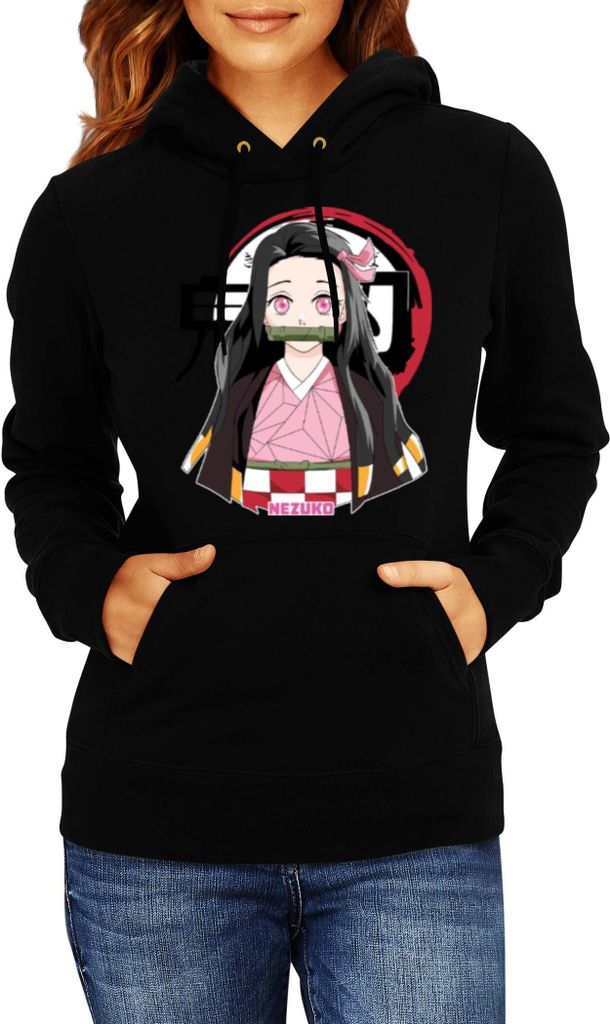 Damen Kapuzenpullover Anime Manga Demon Anime Slayer Nezuko Kamado 05 Tanjiro Sister, Lady XL / Schwarz