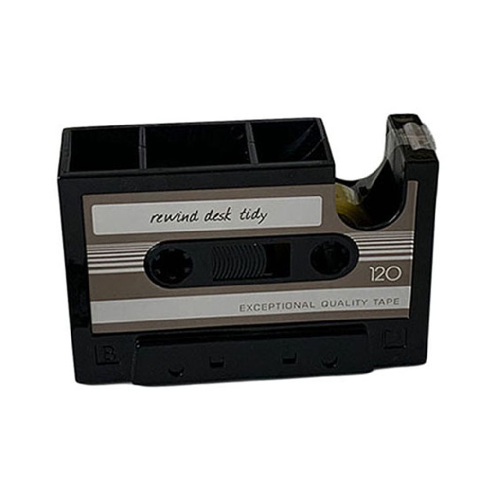 Kassette Tape Desk Organizer Retro Creative Stifthalter Stationery Speicher für Bürostudenten geben Klebeband aus-Grau