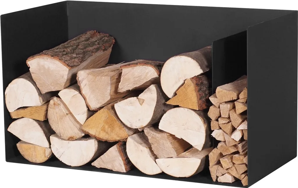 Rangement bois robuste acier noir 2 compartiments - Format 70 cm - 6