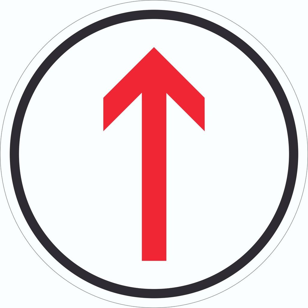 Richtungspfeil hoch Aufkleber Kreis rot weiss schwarz Pfeil Ø75mm