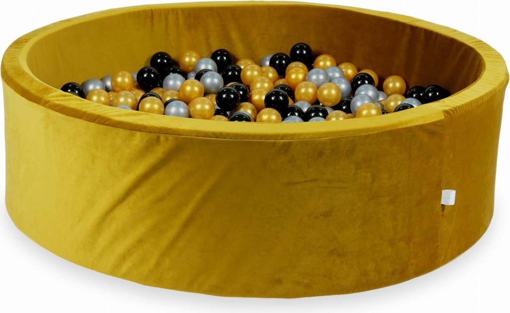 Bällebad 130x40 Samt Gold – Mit 700 Bällen / Silber, Gold, Schwarz
