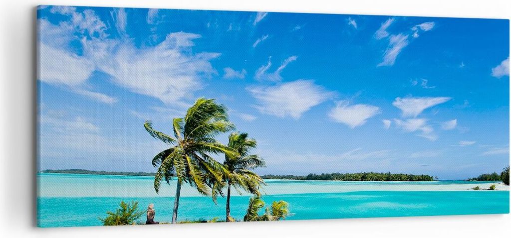 Bild auf Leinwand - Leinwandbild - Tahiti Insel Bora entspannend - 120x50cm - Wand Bild - Wanddeko - Leinwanddruck - Bilder - Kunstdruck - Wanddeko...
