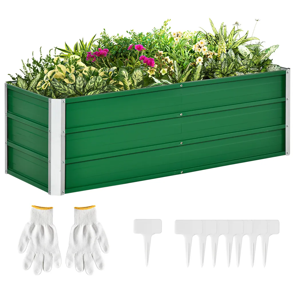 Bac à fleurs surélevé pour herbes aromatiques et légumes 125 cm vert