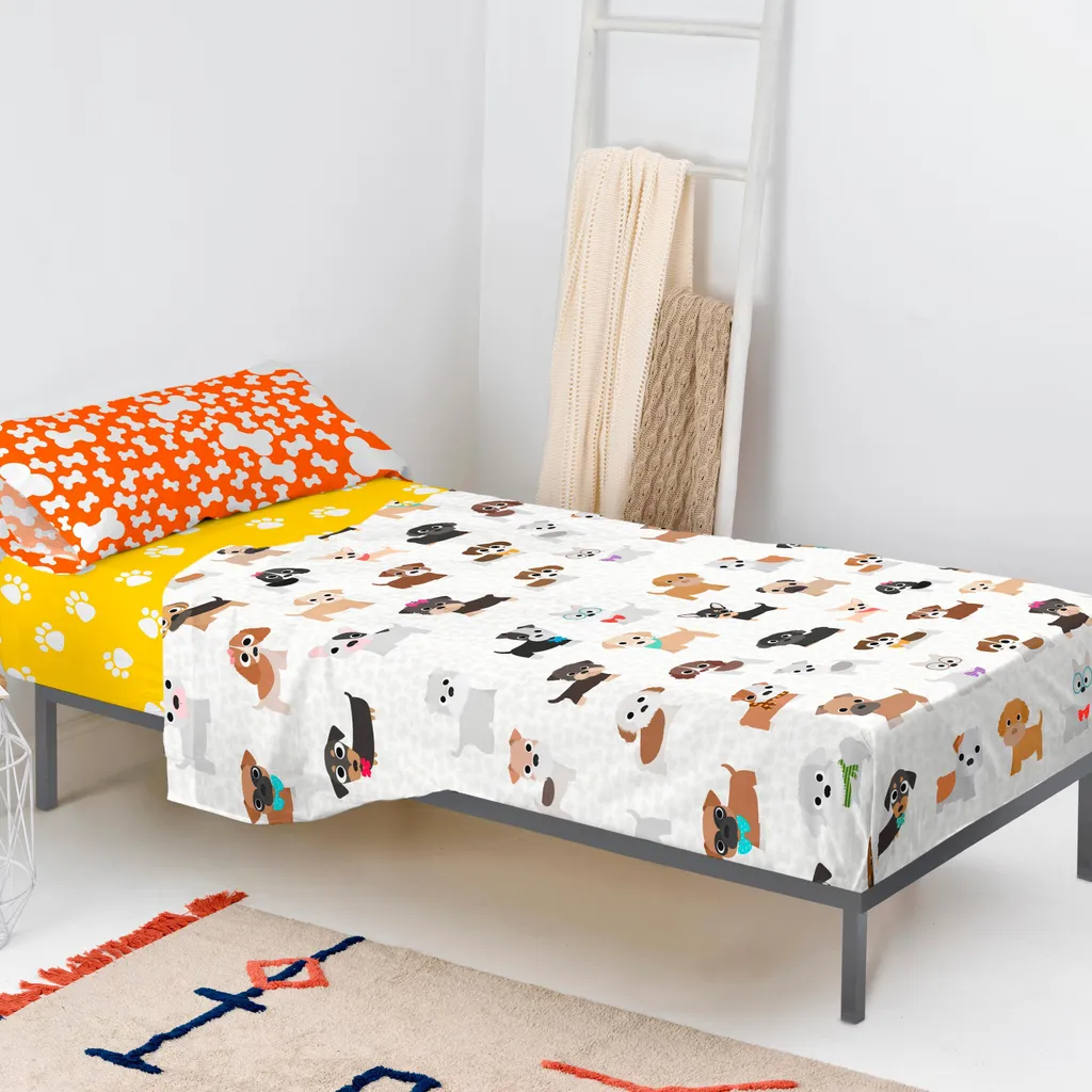 Parure de lit Dogs Oberlaken 160x270 cm en pur coton fabriqué en Europe