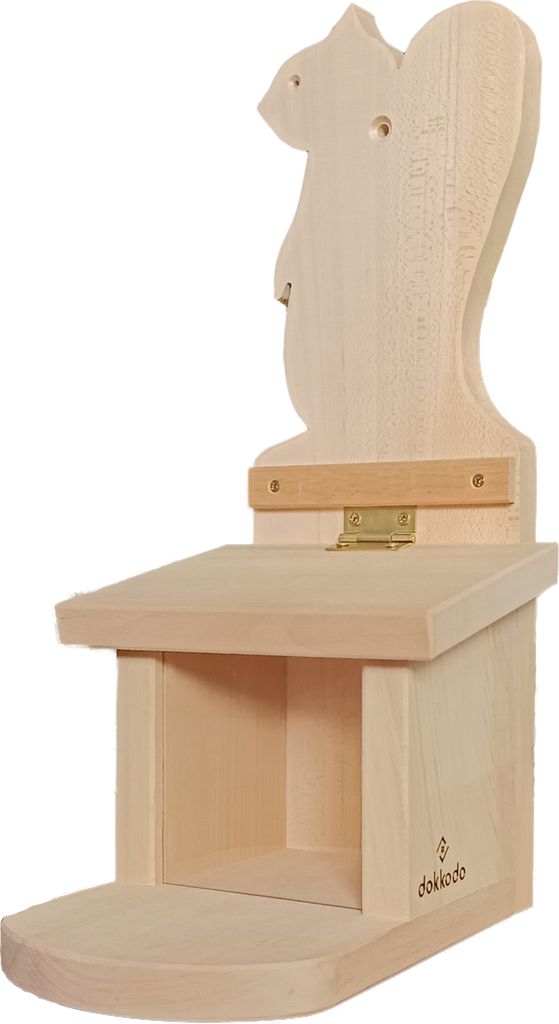 Dokkodo | Eichhörnchen Futterhaus - Robustes und Stilvolles Eichhörnchenhaus | Wetterfest, zum Aufhängen | mit Futterspender, Futterkasten und...