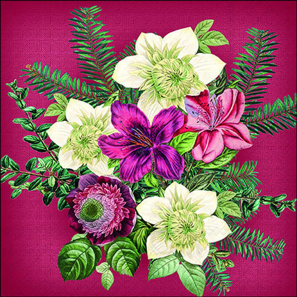 A Weihnachten Servietten 33x33 cm 3-lagig 20 Servietten Azalea and helleborus red