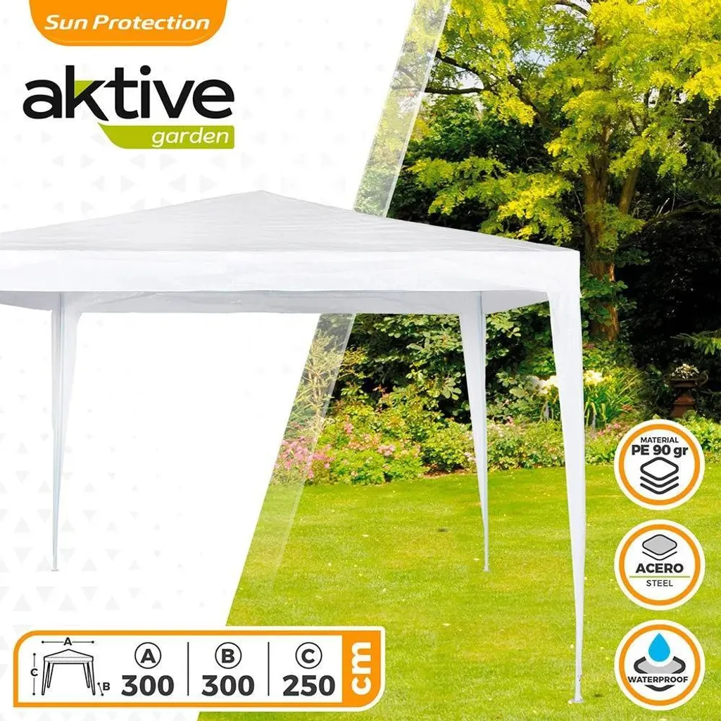 Pavillon de Réception Aktive 3x3x2.5m Blanc en Plastique Lavable