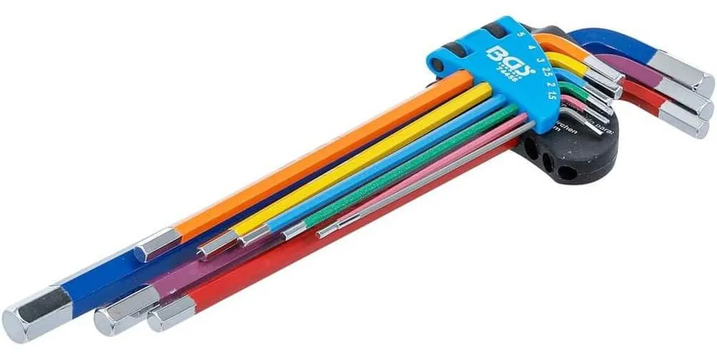 Clés Allen Extra Longues 9 pcs D-Work - Identification Couleur - 1.5-10mm