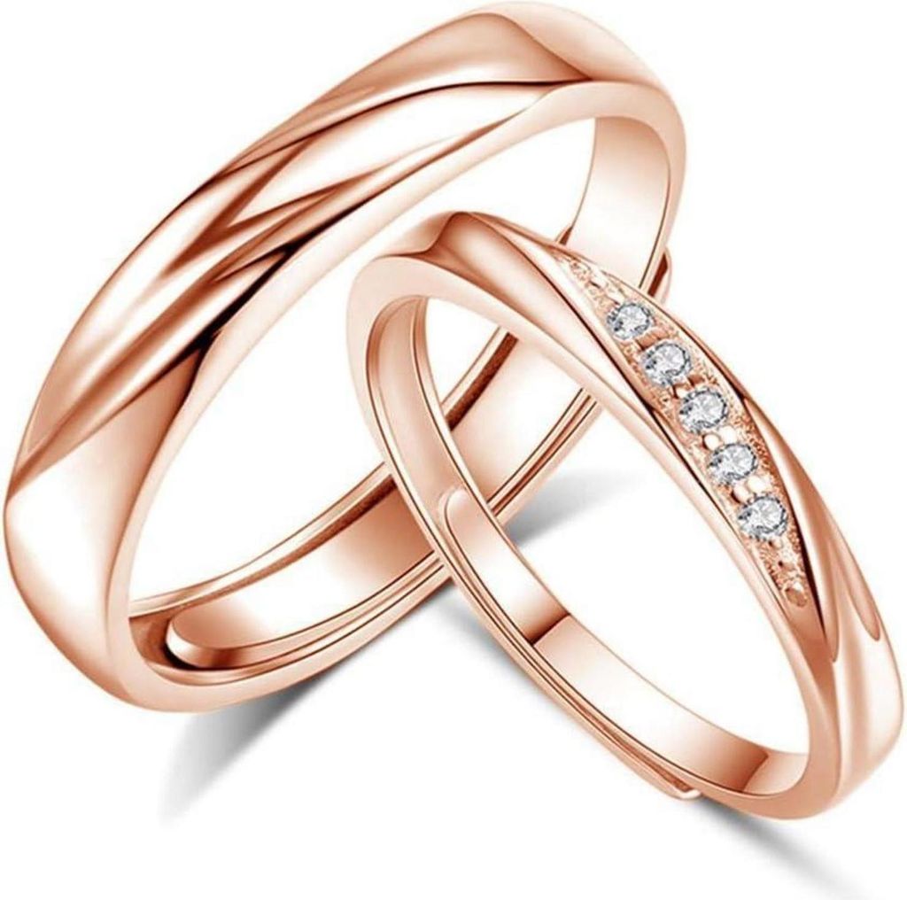 Josfeva Argent Sterling Couple Réglable Alliances Blanc Image du produit 