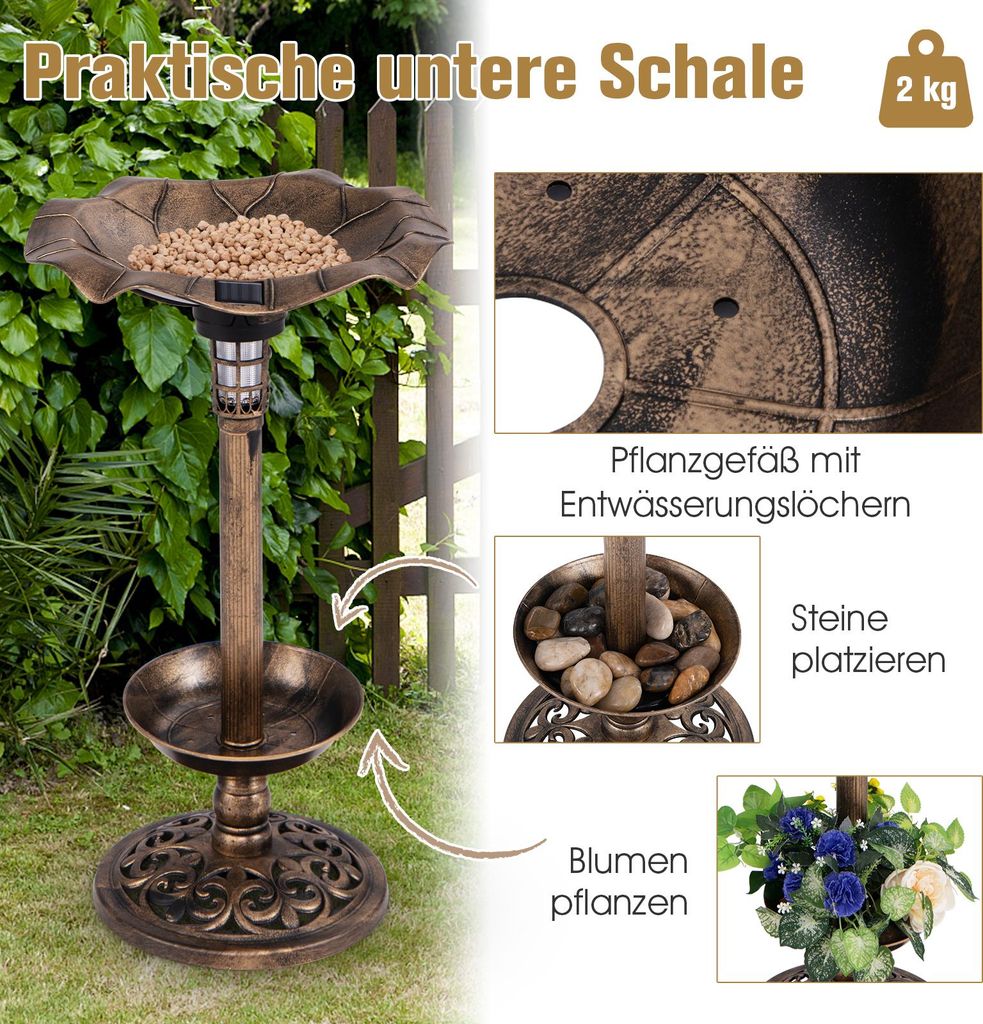 GOPLUS Vogeltränke Stehend, Vogelbad Winterfest Mi Produktbild-Vorschau 6