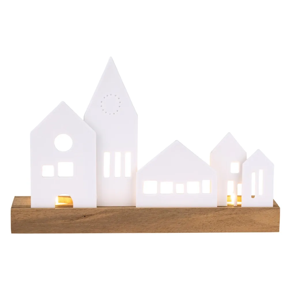 Räder Lichtobjekt Stadt Objet Lumineux en Porcelaine Blanche 25x7x16cm