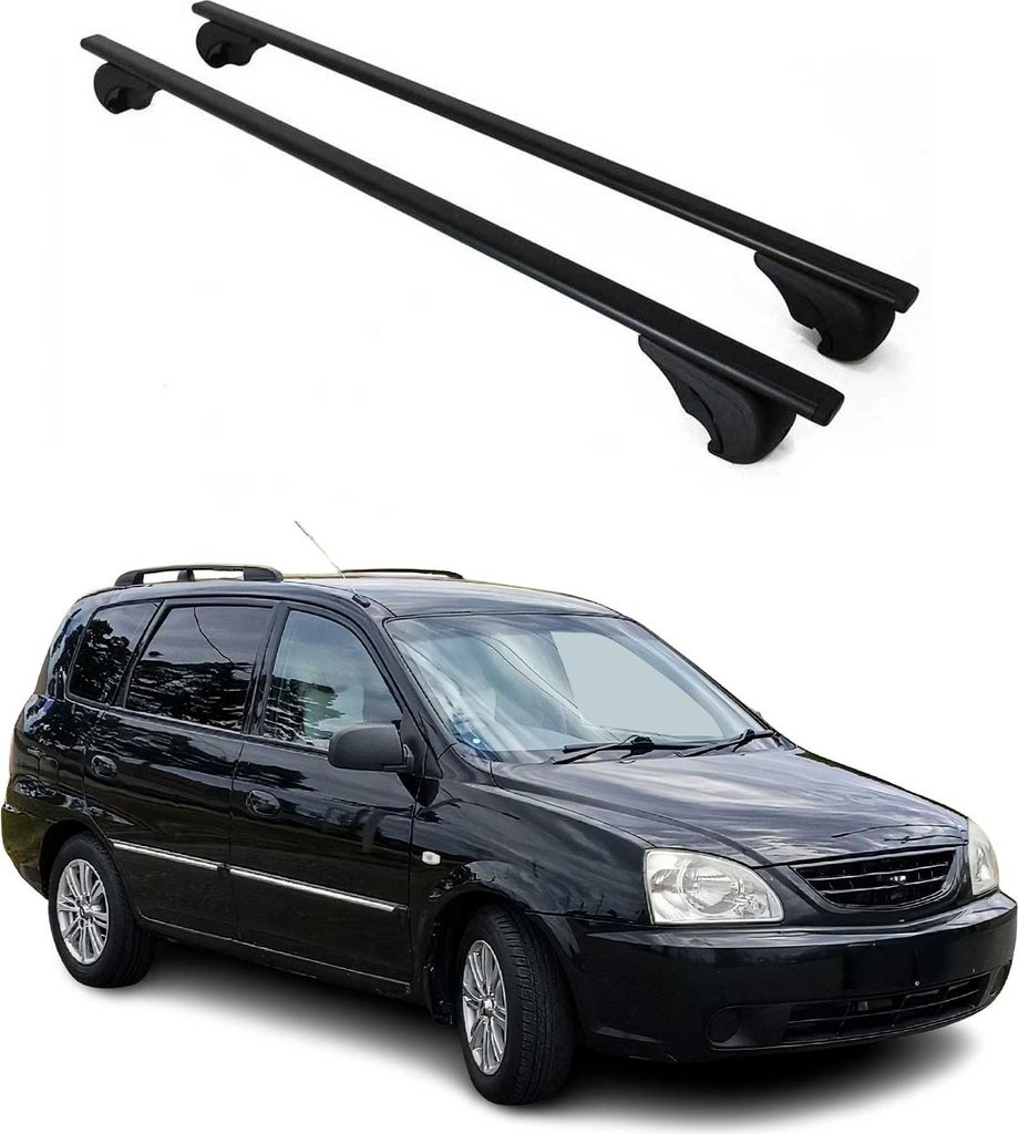 Dachträger Gepäckträger für Kia Carens 2002-2013 Grundträger Metall Schwarz 2tlg