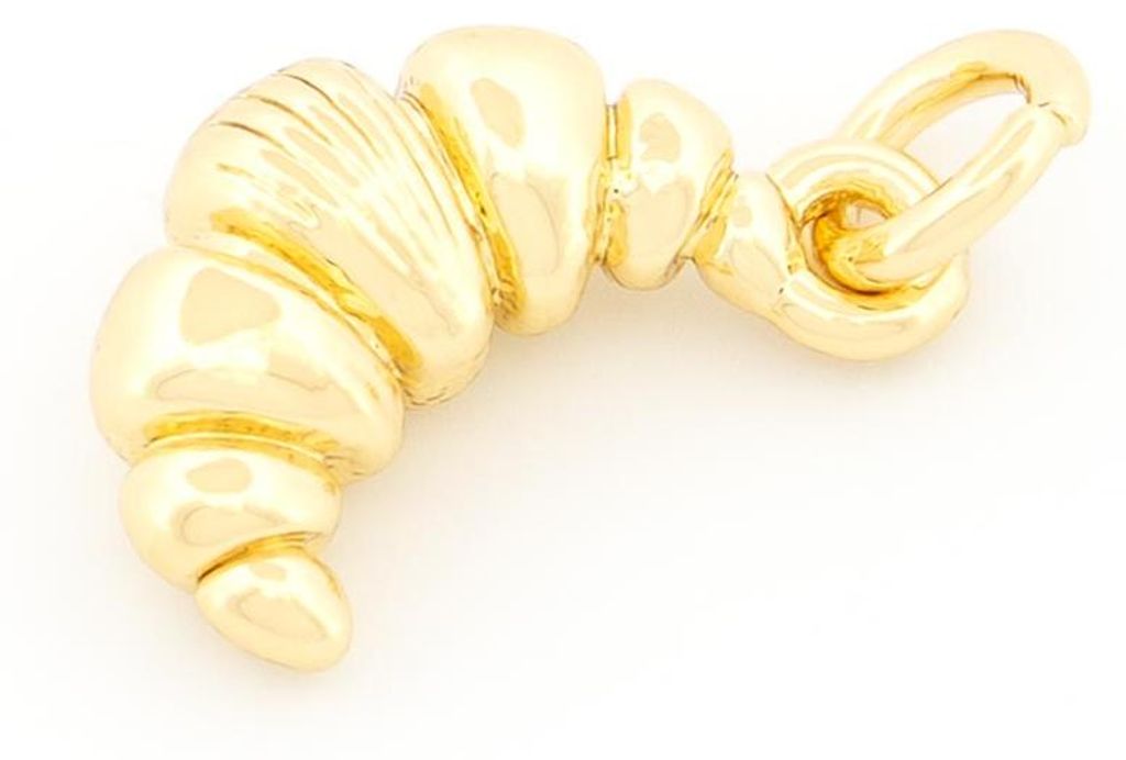 Vintageparts Anhänger Croissant Messing 18K vergoldet Schmuckzubehör