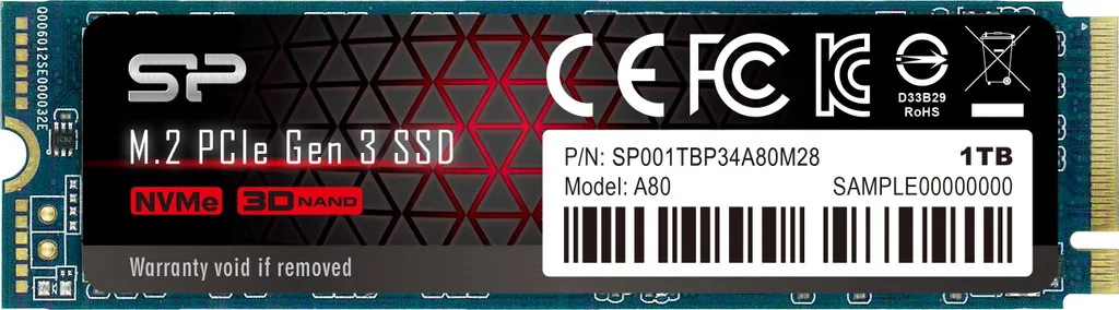 SSD NVMe M.2 1To Rapide Haute Performance Silicon Power SP001TBP34A80M28
