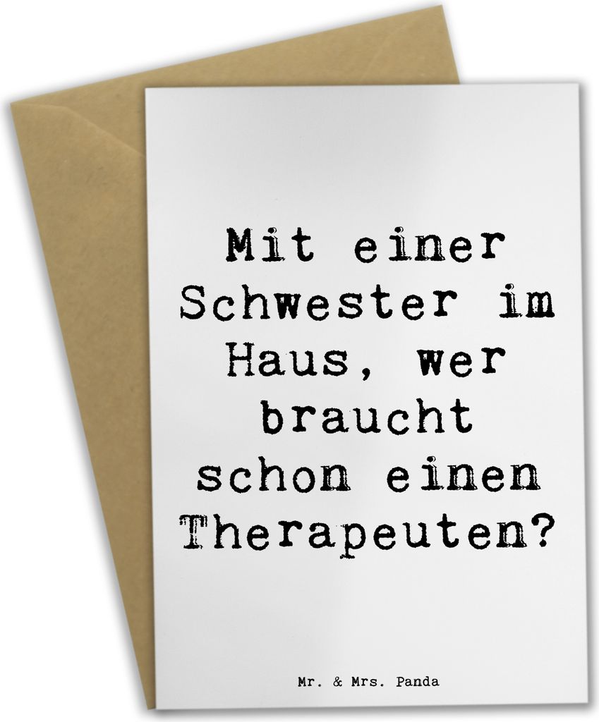 Mr. & Mrs. Panda Beileidskarte Spruch Schwester Glück - Weiß - Geschenk, Therapeuten ersetzen, Grußkarten, hochzeitskarten, Familiengeschenk, Gr...