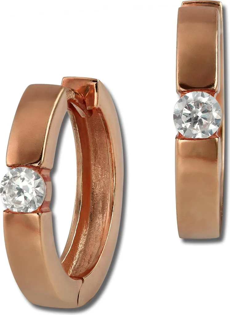 Créoles 17mm en Or Rose 333 avec Zirconia Brillants SilberDream Femme