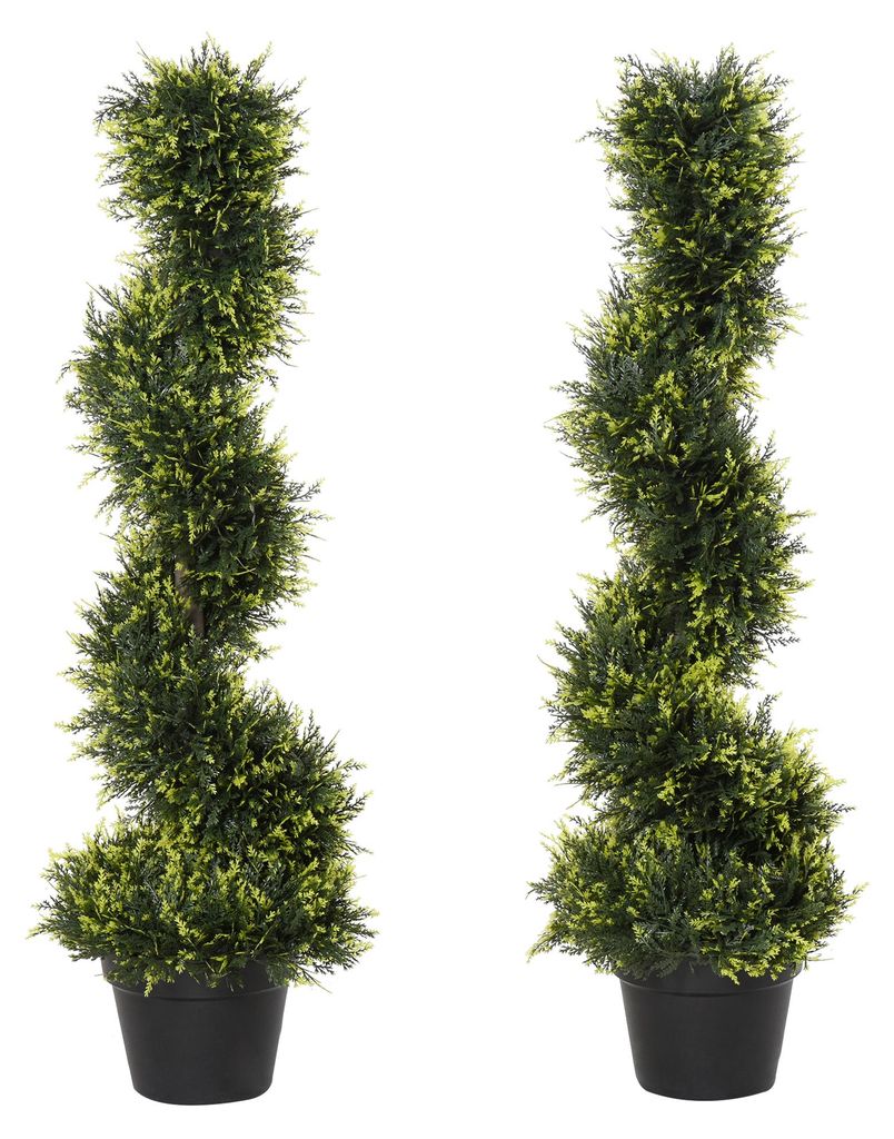 Outsunny, set van 2 kunstcederstruiken, groot, 90 cm, Productafbeelding 