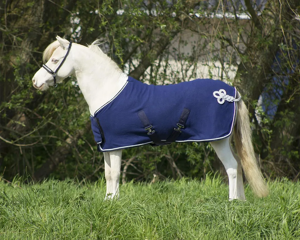 Coperta Sudore Falabella 90cm Pile QHP Blu Argento - Alta Qualità