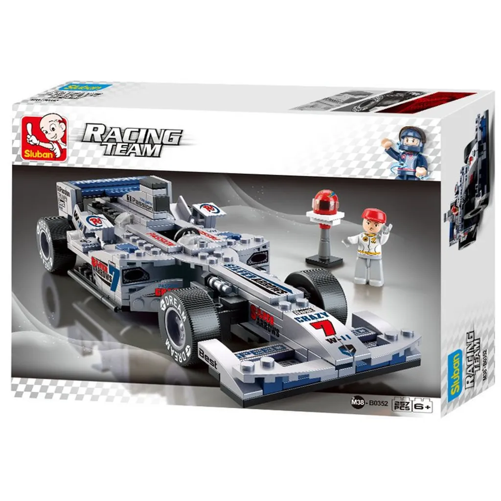 Jeu de construction voiture de course argentée pour enfant et collection