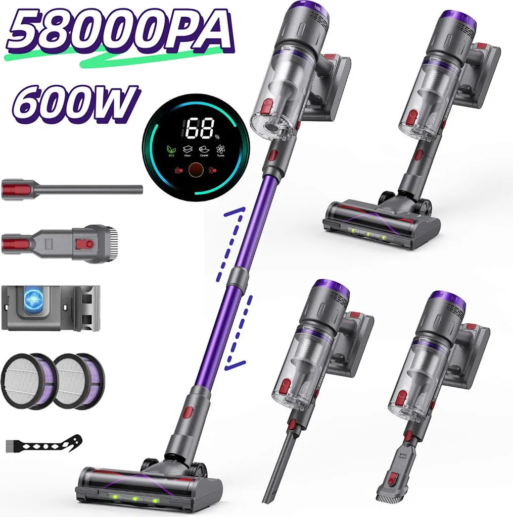 Aspirateur Balai sans Fil Puissant 58kPa - Autonomie record de 80 min