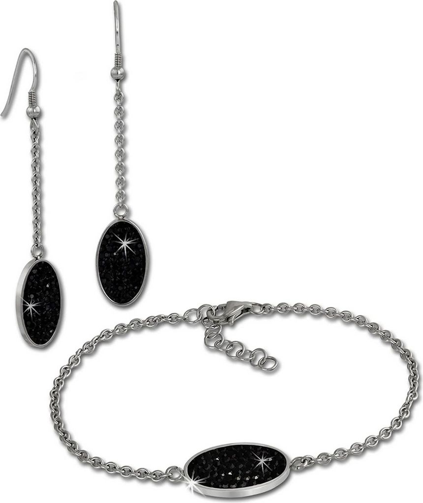 Amello Damen Edelstahl schwarz Sets D2ESSS03S