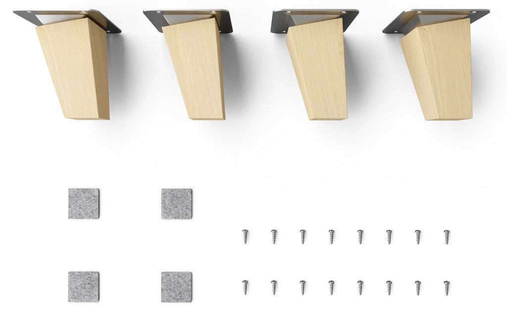 4x sossai Holzfüße eckig - schräge Ausführung 8cm Buche Produktbild 