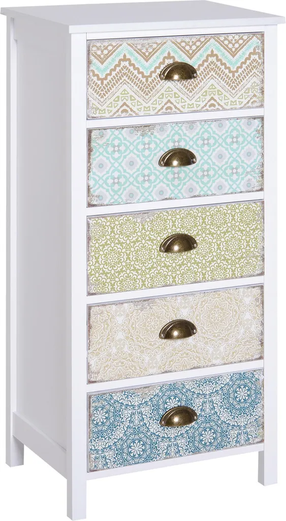 Commode moderne avec sécurité anti-basculement et tiroirs multicolores