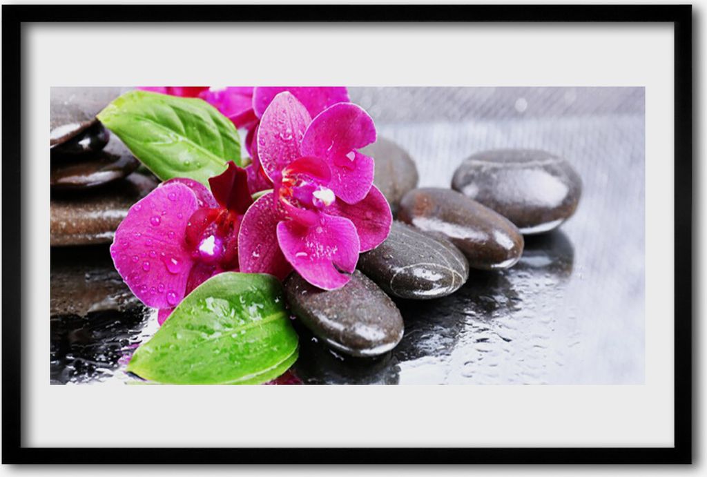 Bild 60x40 MDF-Rahmen Wandkunst Blume Orchidee Pflanze