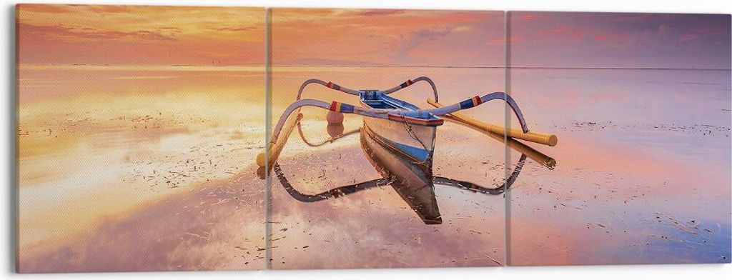 Bild auf Leinwand - Leinwandbild - 3 Teile - £ódŸ Westen Die Sonne - 150x50cm - Wand Bild - Wanddeko - Wandbilder - Leinwanddruck - Bilder - Wan...