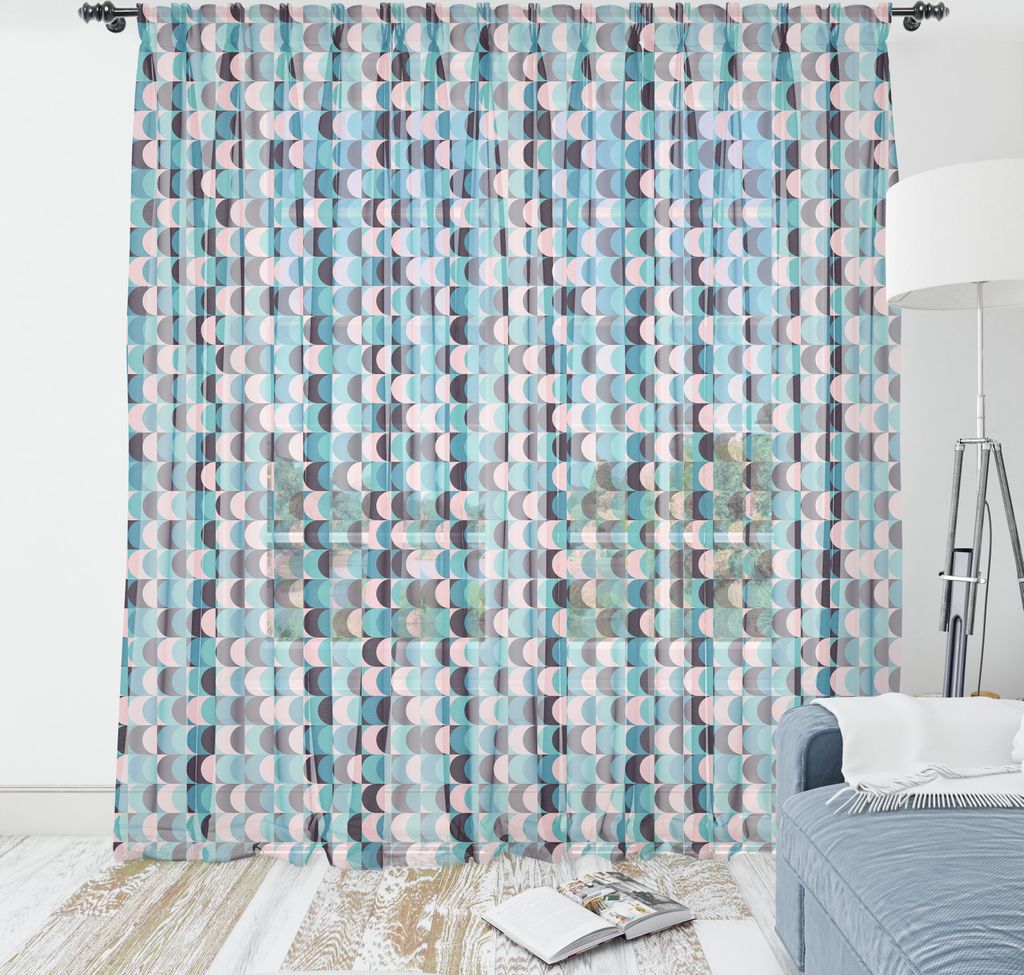 ABAKUHAUS Geometrisch Wandteppich, Vintage abstrakte Grunge -halbrundungen Muster, Wohnzimmer Schlafzimmer seidiges Satin Wandtuch, 274 cm x 274 c...