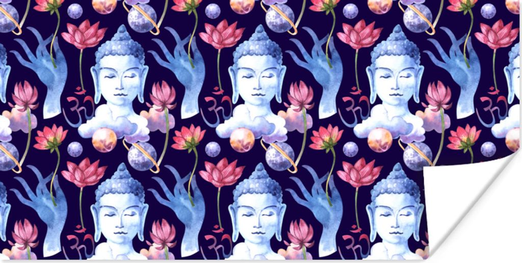 MuchoWow Poster Buddha - Muster - Mond 120x60 cm - Bild