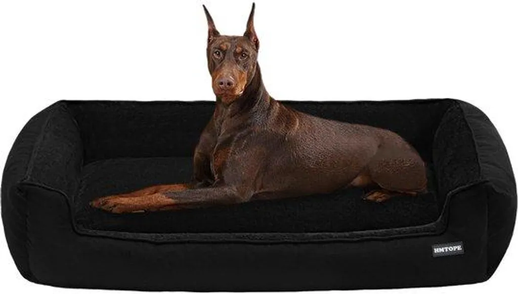 Lit pour chien facile à laver noir 120x90x30 cm stop odeurs et poils