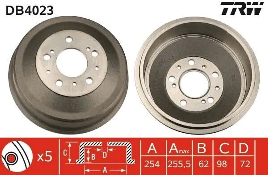 Tambour de Frein TRW DB4023 pour Entretien Fiat Ducato et Boxer Jumper
