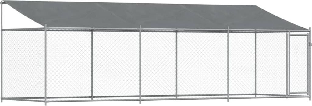 vidaXL Enclos pour chiens avec toit et porte Gris 6x2x2 m Image du produit 