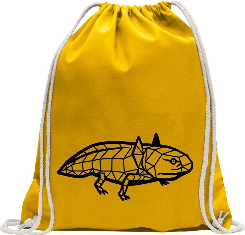 Kiwistar - Turnbeutel - gelb - Axolotl Polygon - Fun Rucksack Sport Beutel Gymsack Baumwolle mit Ziehgurt