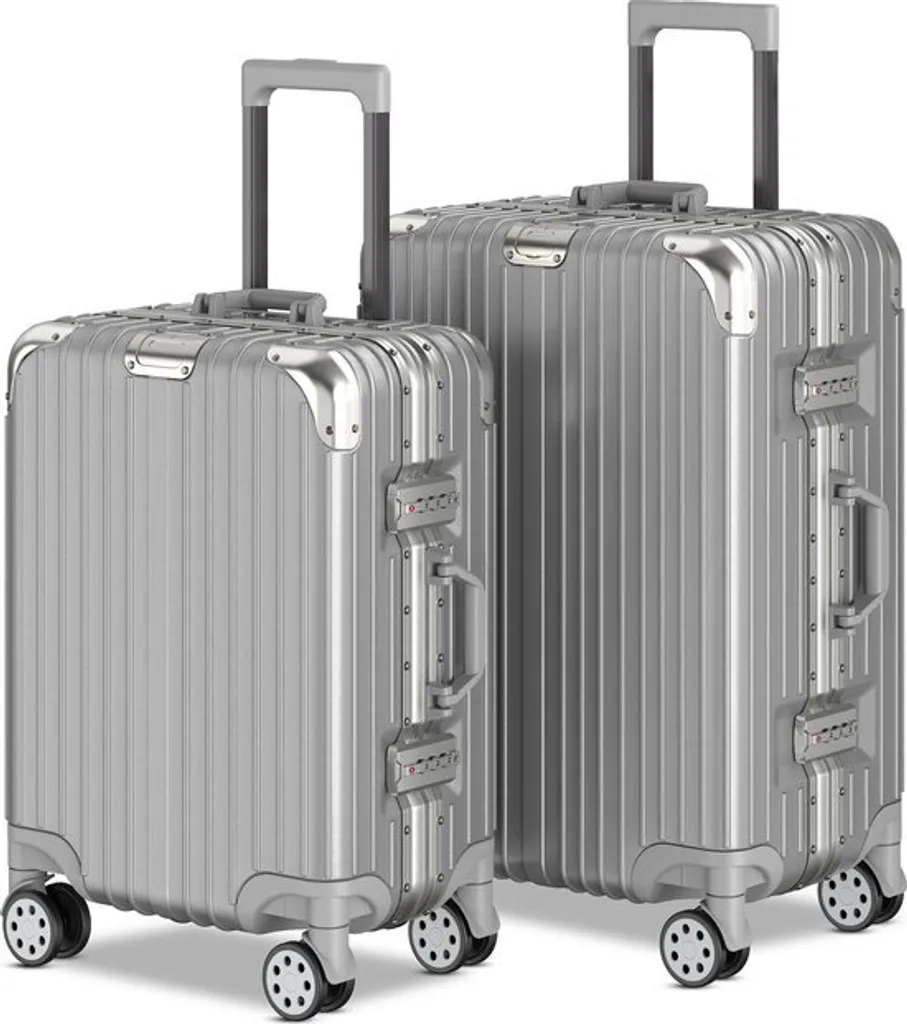 Valises AEON avec Serrure TSA et Cadre Aluminium Argent Set de 2 Pièces