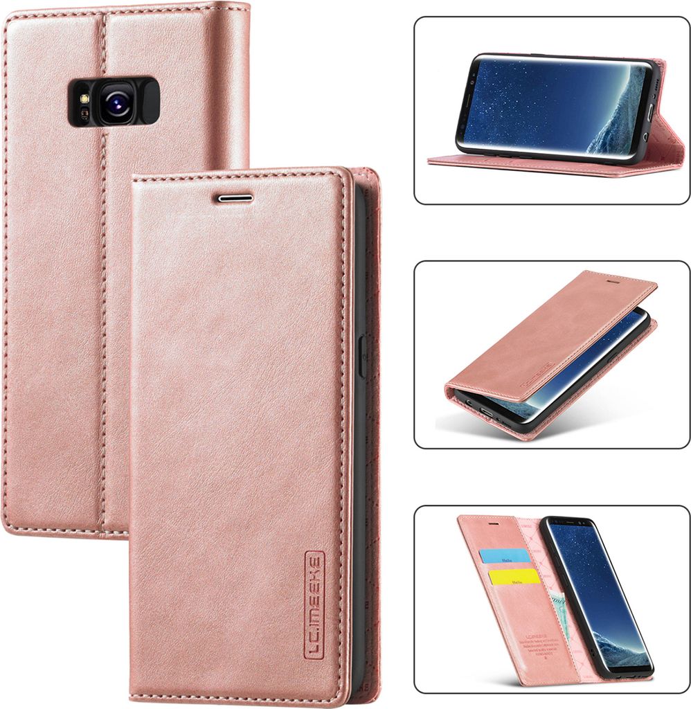 Galaxy S8 Plus Hülle, Standfunktion Kartenfach Wallet Leder Schutzhülle für Samsung Galaxy S8 Plus Pink