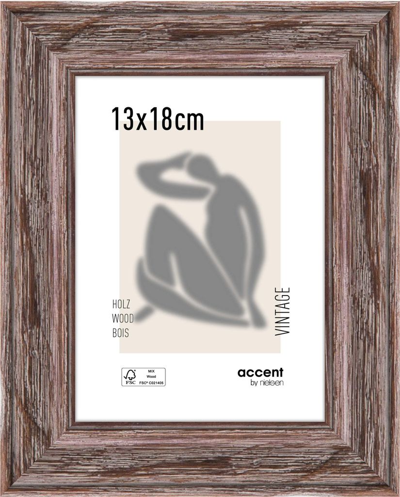 accent by nielsen Holz Bilderrahmen Vintage, 13x18 cm, Braun