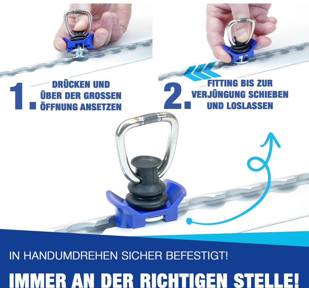 10 X Doppel Fitting Endbeschlag Mit Ring 44mm Für Airlineschiene In - Foto 5