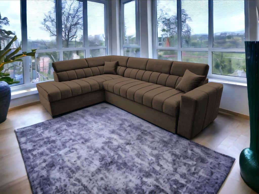 FurMeb24 ECKSOFA KENNO MAXI 300 x 210 cm HELLBRAUN - linke Seite - mit bettkasten und schlaffunktion