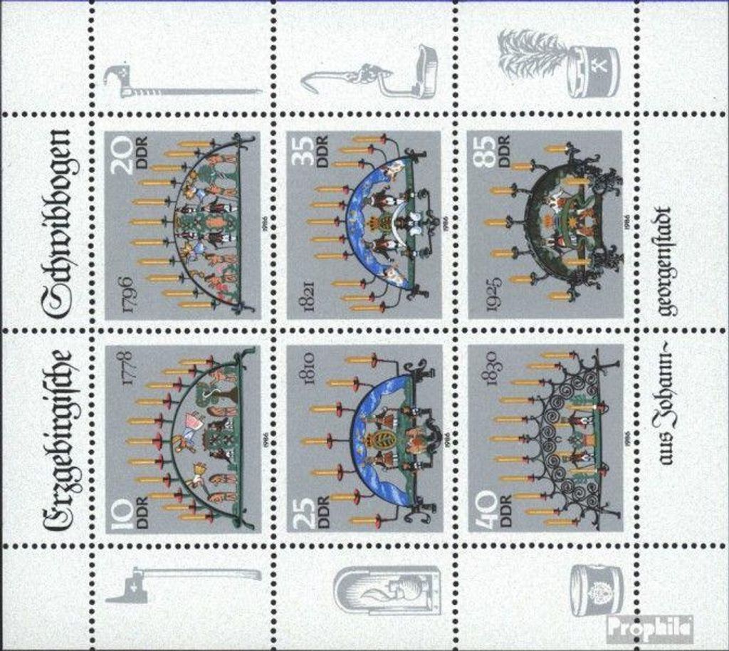 Briefmarken DDR 1986 Mi 3057-3062 Kleinbogen Produktbild 