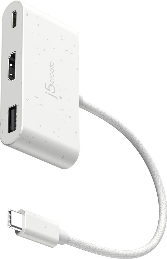 j5create JCA379EW-N Umweltfreundlicher USB-C -zu-HDMI - & USB -Anschluss Typ A mit Power Delivery, USB Typ-C, HDMI, USB 3.2 Gen 1 (3.1 Gen 1) ...