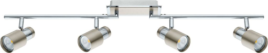 EGLO LED Spot DAVIDA-SD, 4-flammige Deckenleuchte, dimmbarer Deckenstrahler aus Stahl, Flurlampe in nickel-matt und chrom, Wohnzimmerlampe, warmweiß