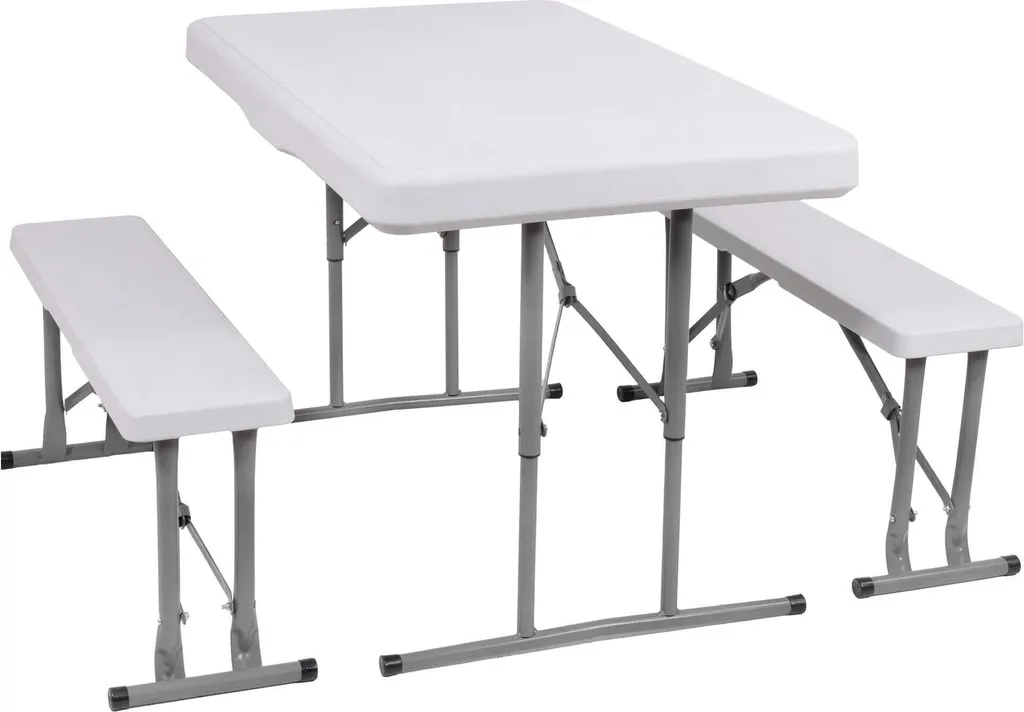 Springos Ensemble de Brasserie Table de Jardin et 2 Bancs Pliables