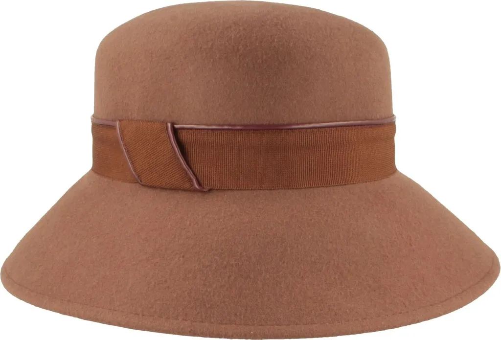 Chapeau cloche feutre de laine imperméable Hut-Breiter et galon cuir chic