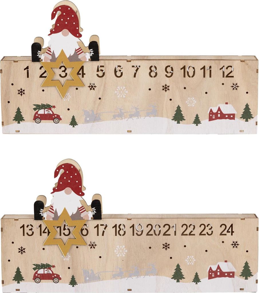 LED-Weihnachtskalender aus Holz ca. 40 x 3,5 x 21 cm