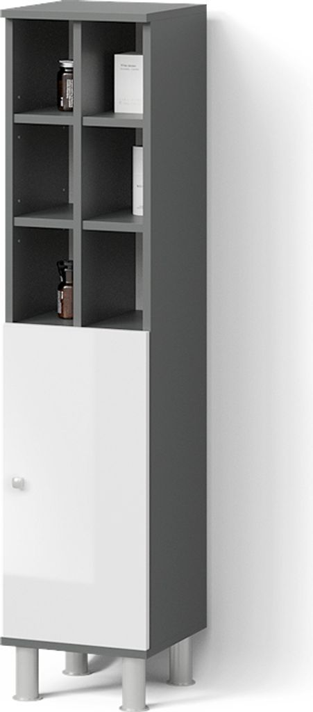 Midischrank Livinity Fucino Weiß Hochglanz 30 x 130.6 cm große Tür, Model 52559